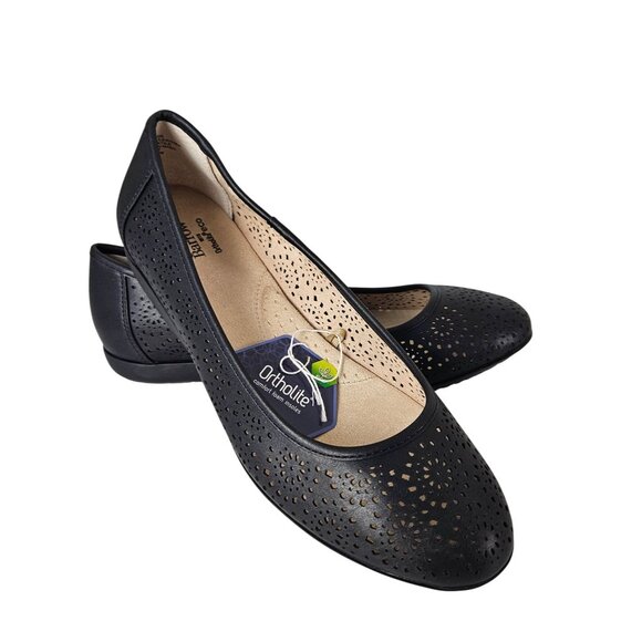 Croft & Barrow Womens Black Perforated Flat Ortholite Eco Cushioning Size 9 Wide - Picture 1 of 13